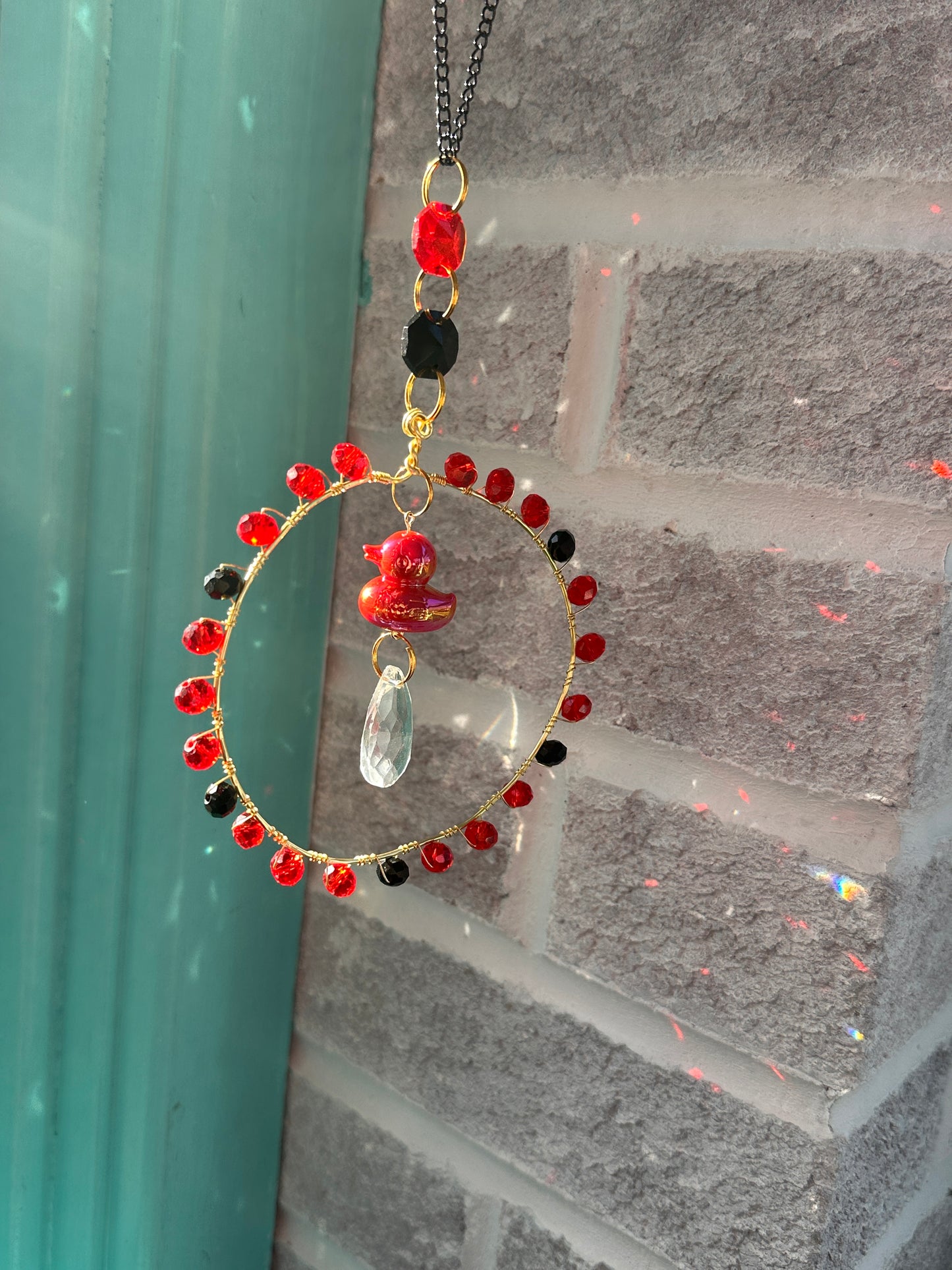 Ready to ship Red Jeep Duck Suncatcher
