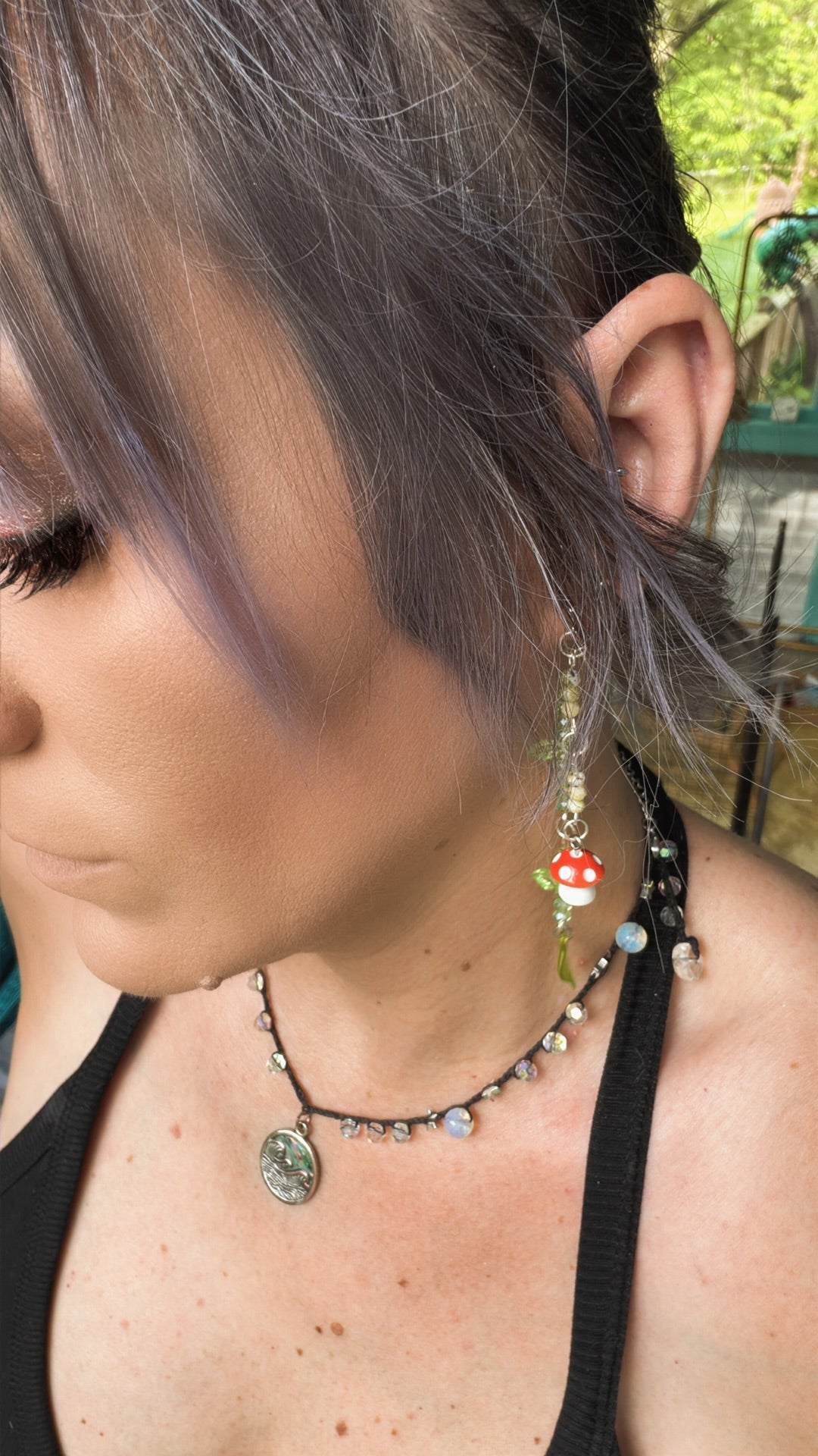 Mushroom and Leaf Jacket Earrings
