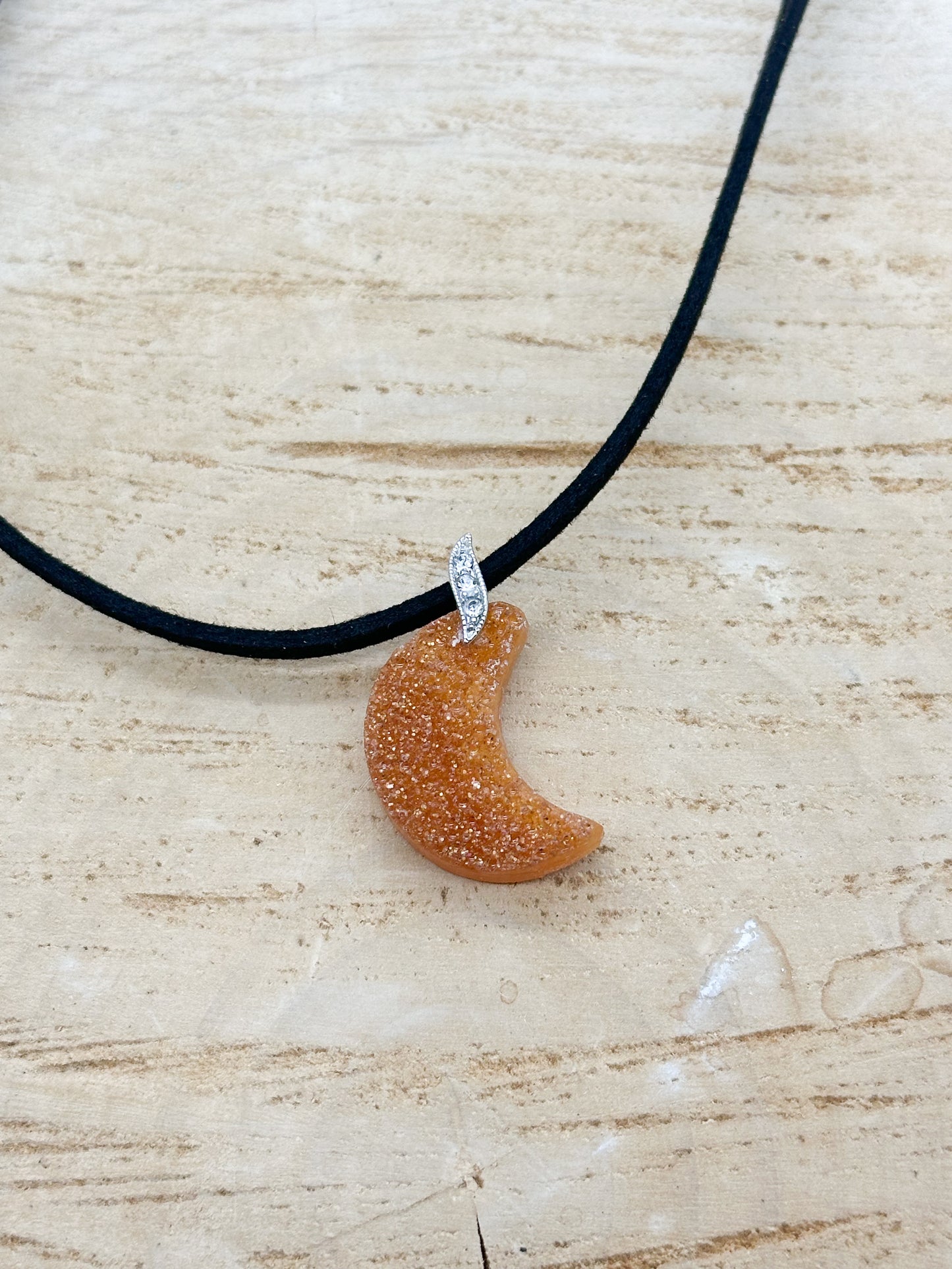 Golden Moon Druzy Neckace