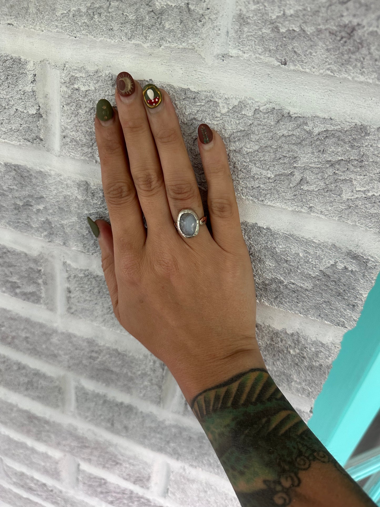 Blue lace agate ring