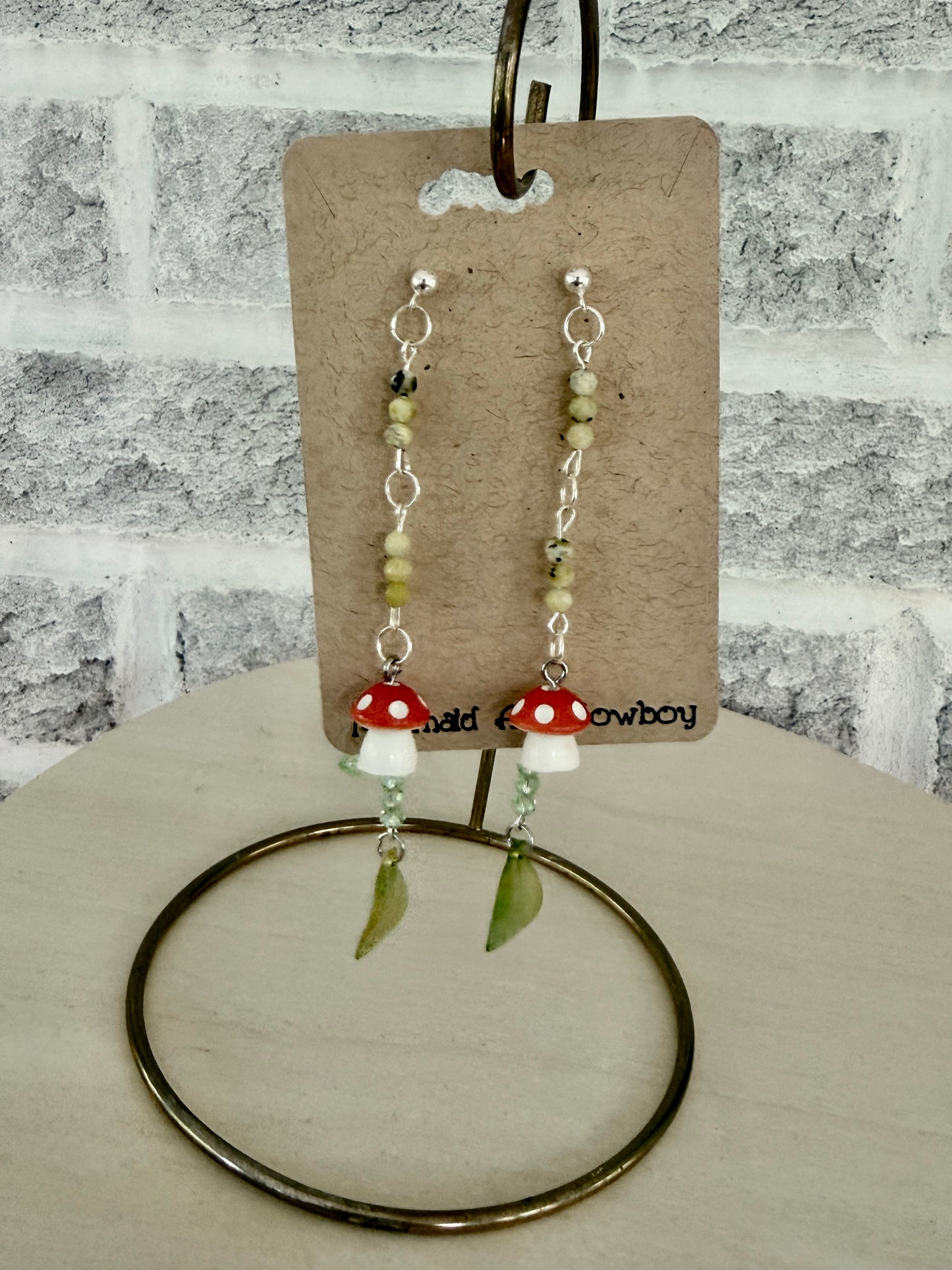Mushroom and Leaf Jacket Earrings