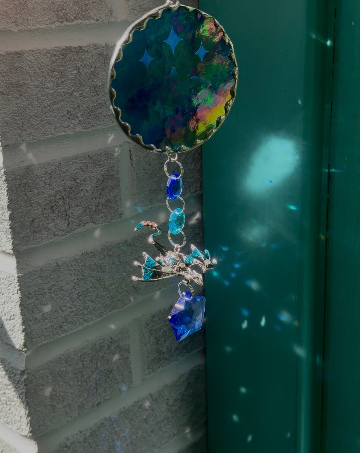 Hidden Dragon Iridescent Stained Glass Suncatcher