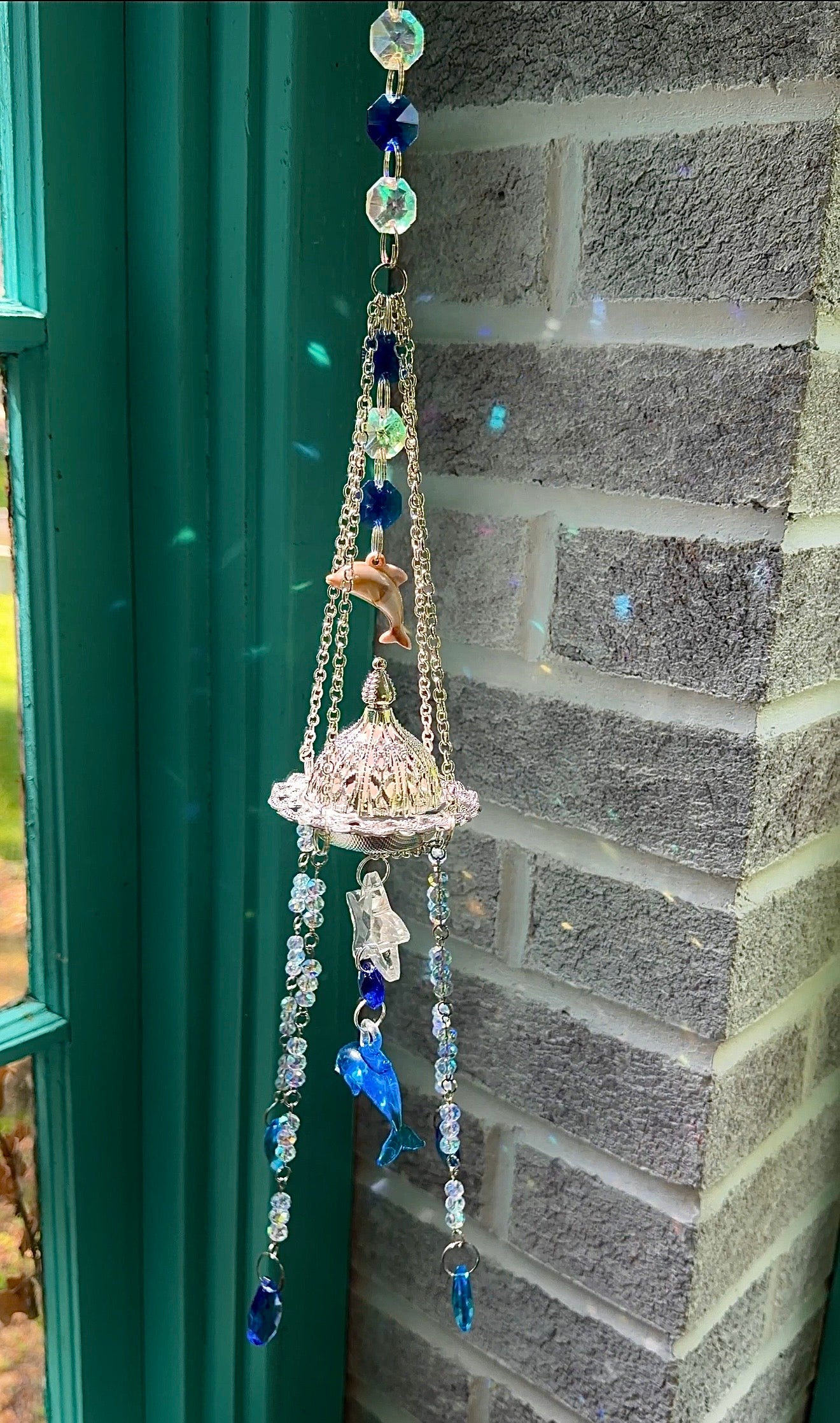 Dolphin incense and led candle suncatcher