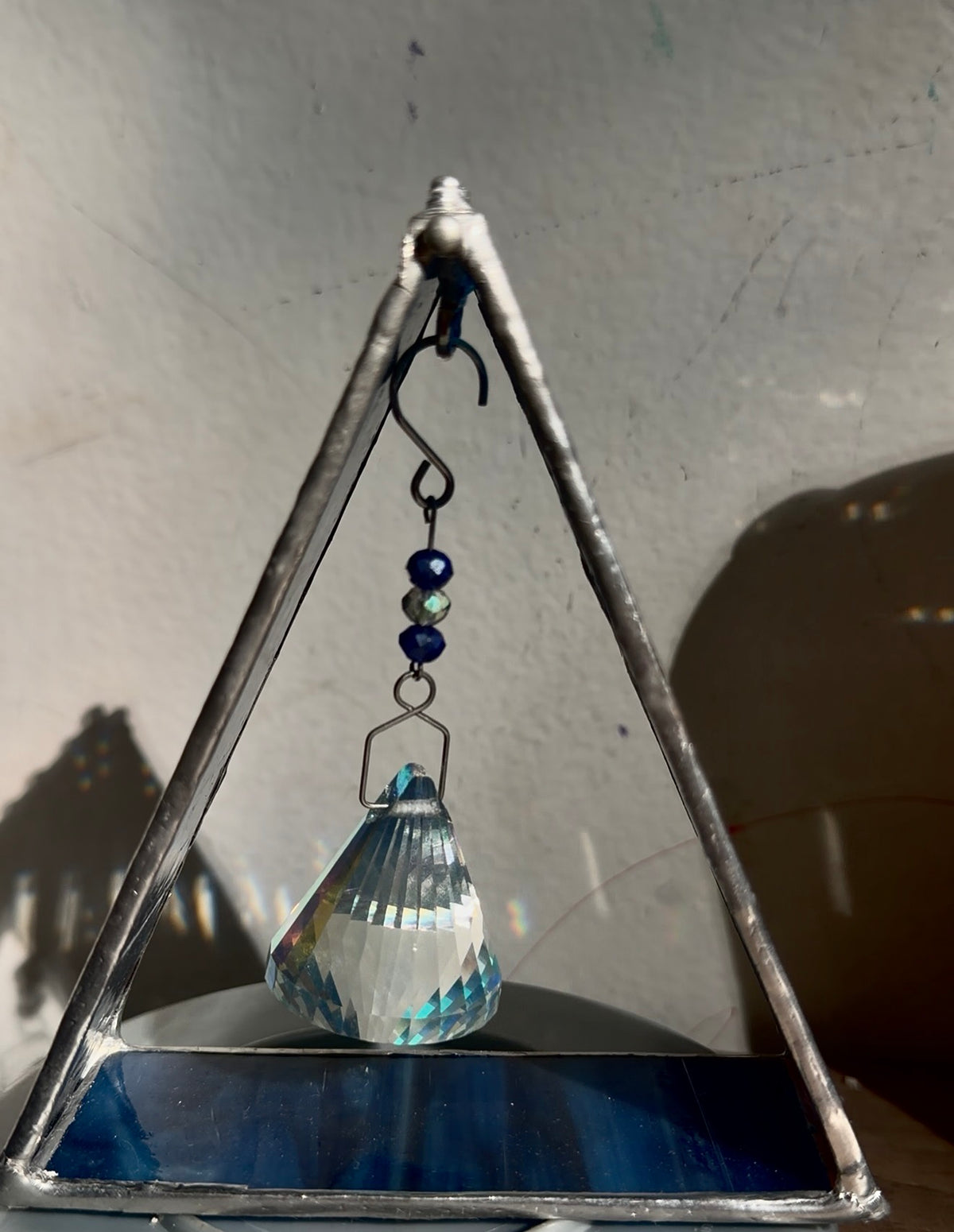 Stained glass triangle prism