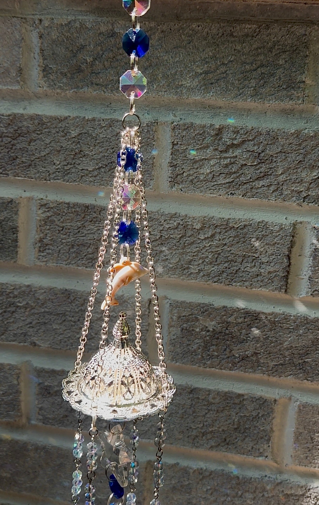 Dolphin incense and led candle suncatcher