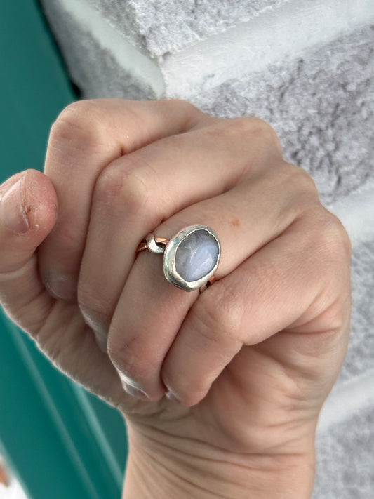 Blue lace agate ring