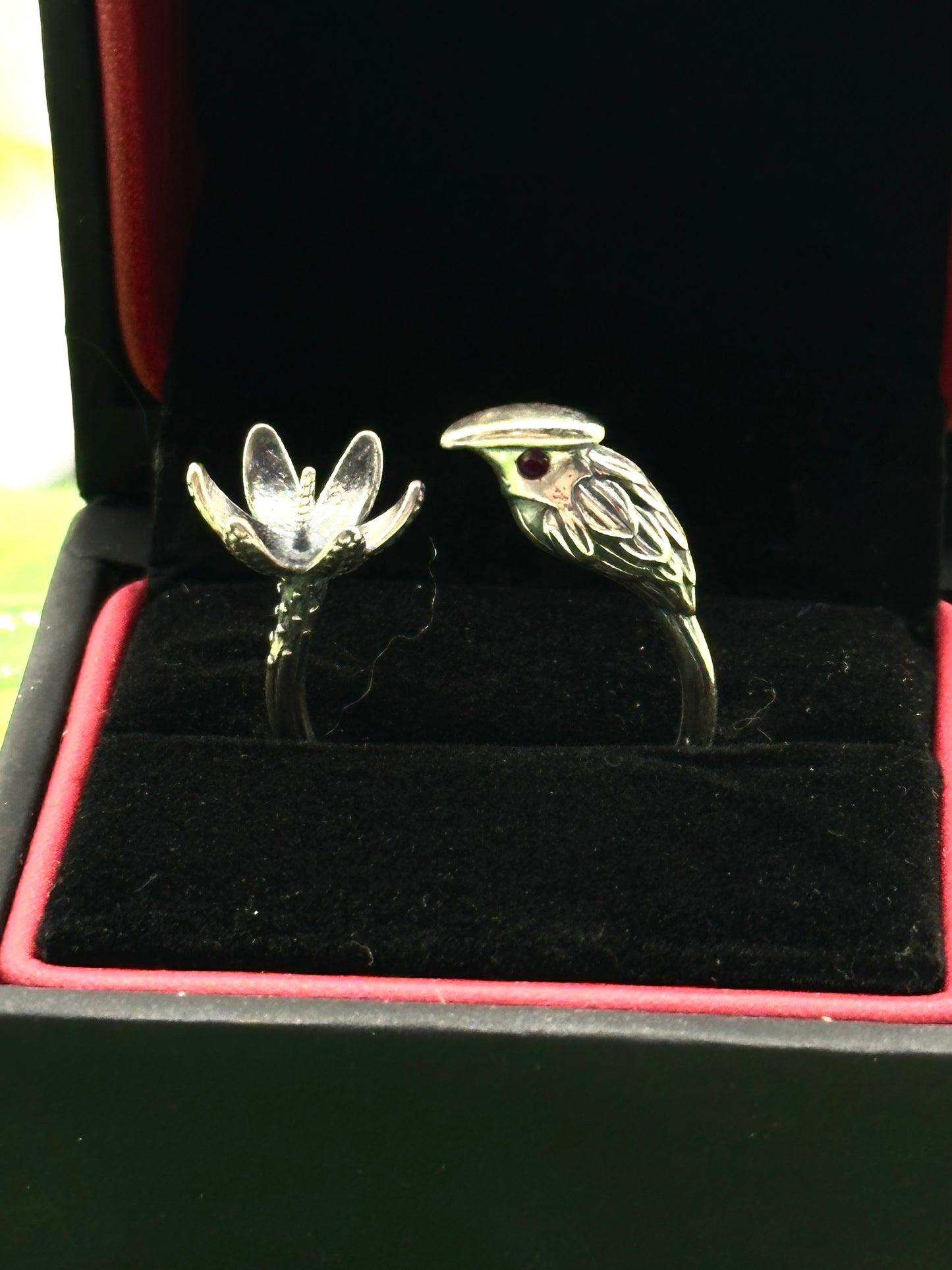 Bird & Flower Adjustable Keepsake Ring
