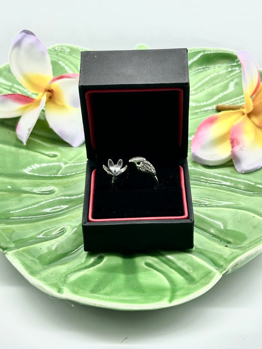 Bird & Flower Adjustable Keepsake Ring