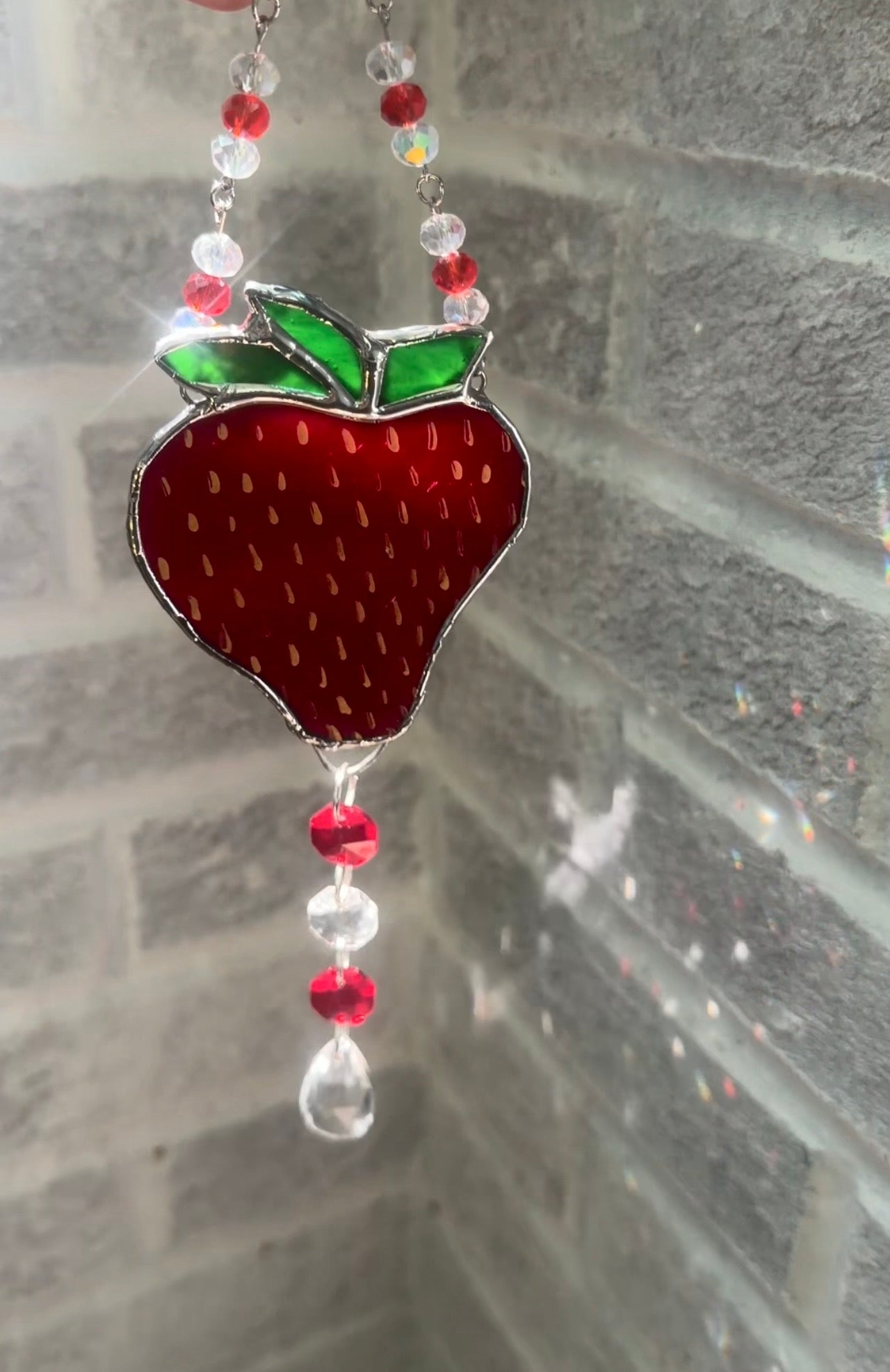 Strawberry Stained Glass Suncatcher