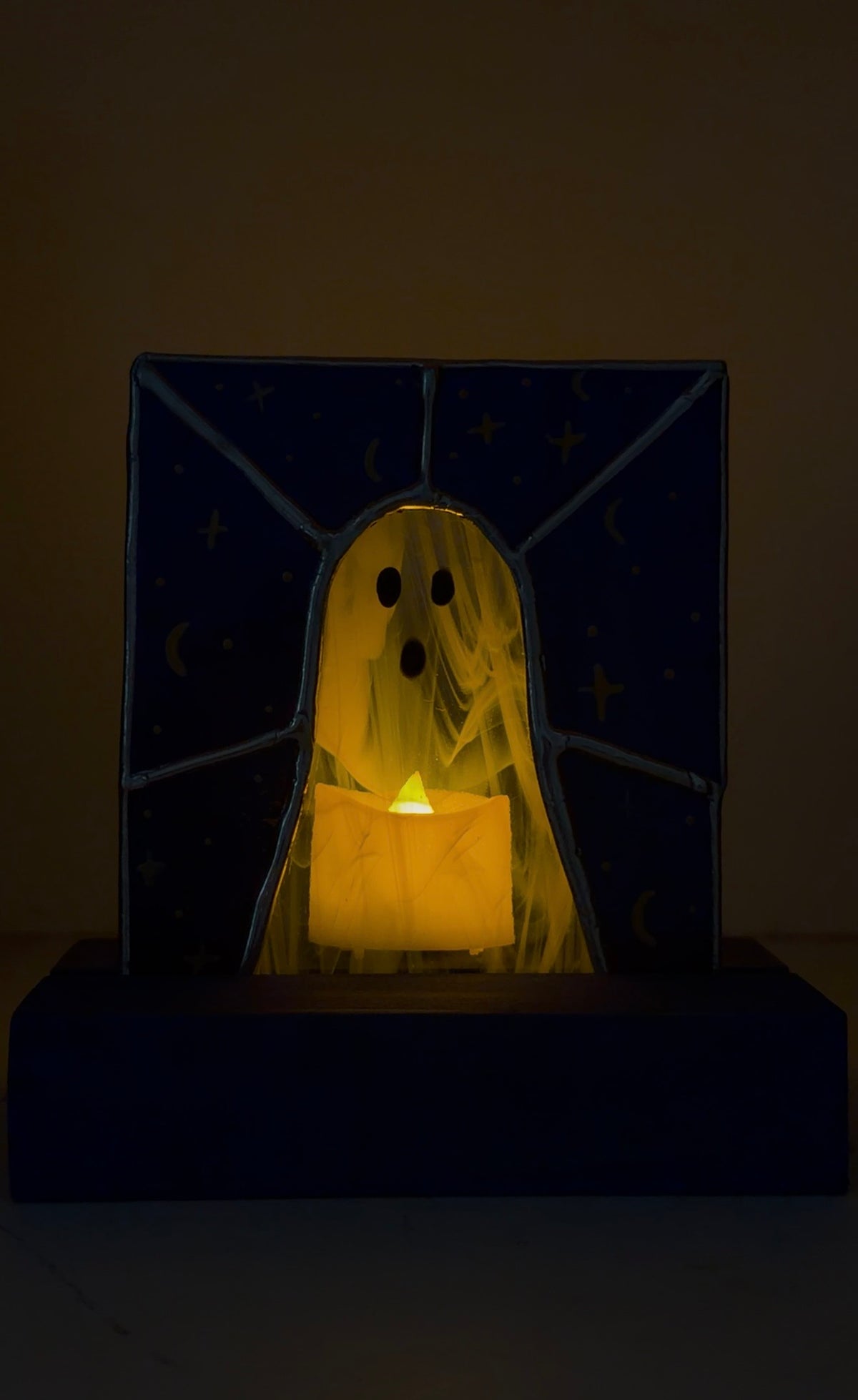 Ghost Light with hand painted moons and stars