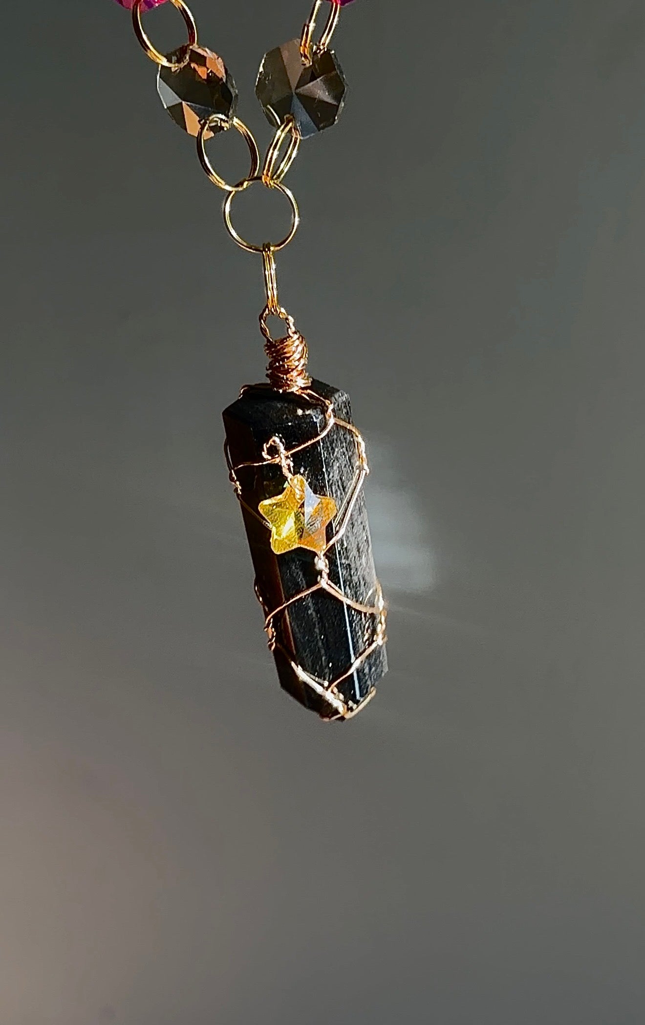 Hypersthene and obsidian moon
