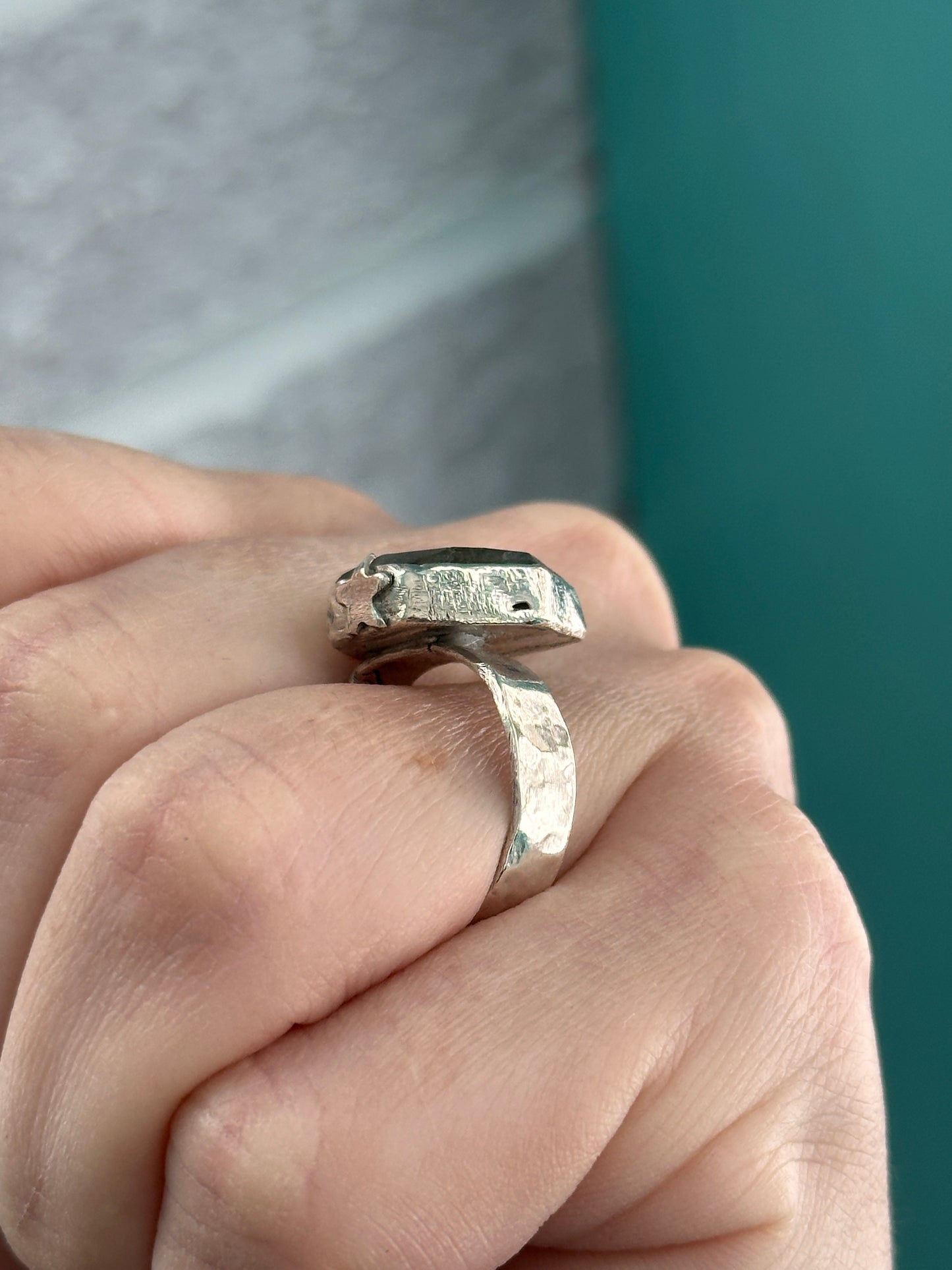 Labradorite Hexagon Ring