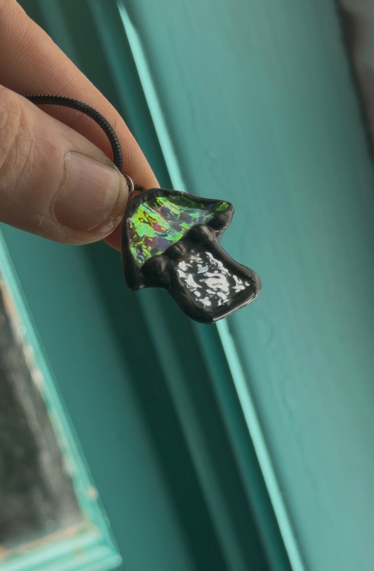 Dichroic Mushroom ripple black patina
