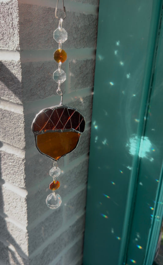 Acorn Stained Glass Suncatcher