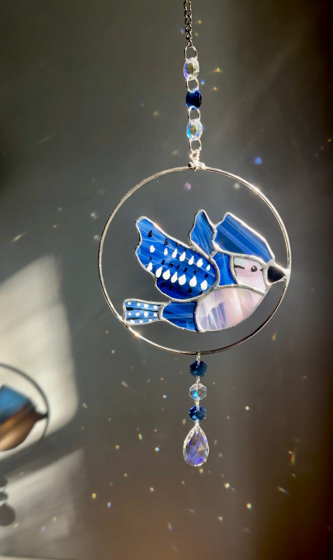 Bluejay Stained Glass Wreath