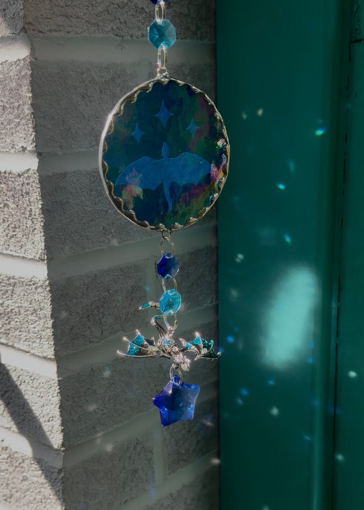 Hidden Dragon Iridescent Stained Glass Suncatcher