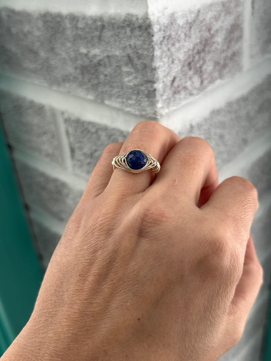 Lapis lazuli silver plated ring size 7