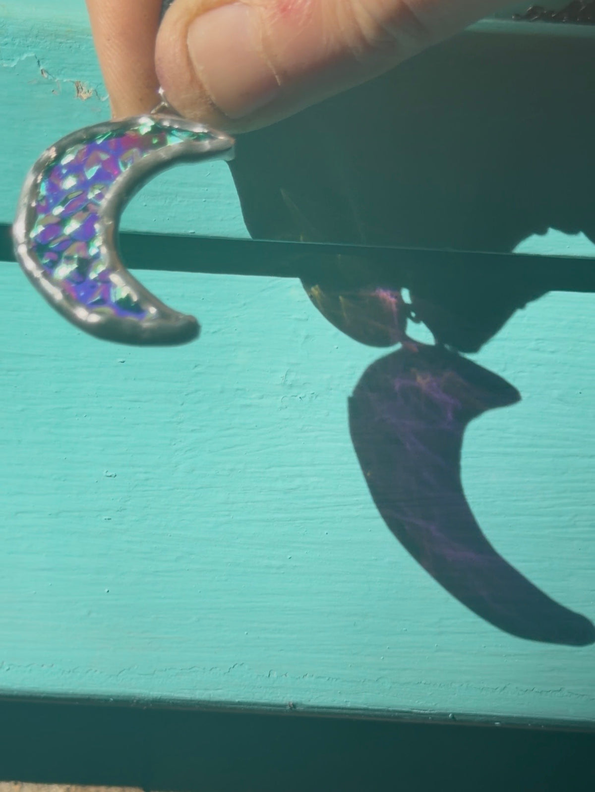 Dichroic ripple Moon yellow pink blue