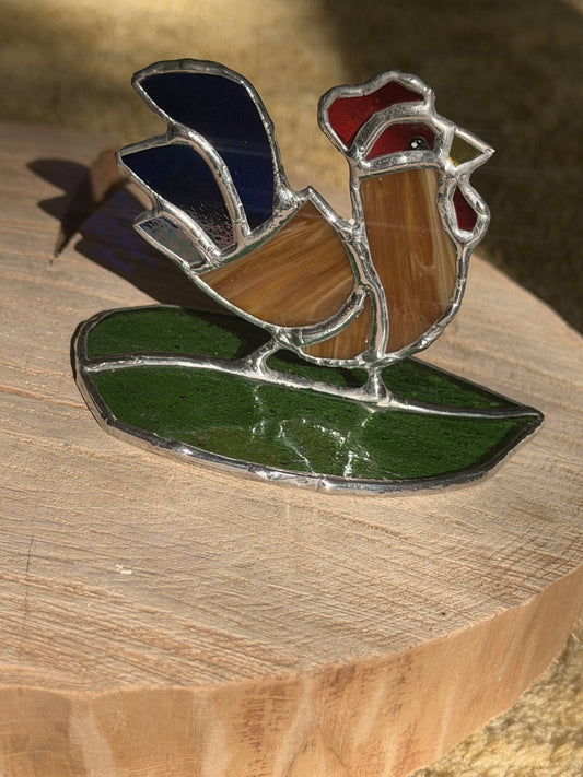 Rooster 3d stained glass