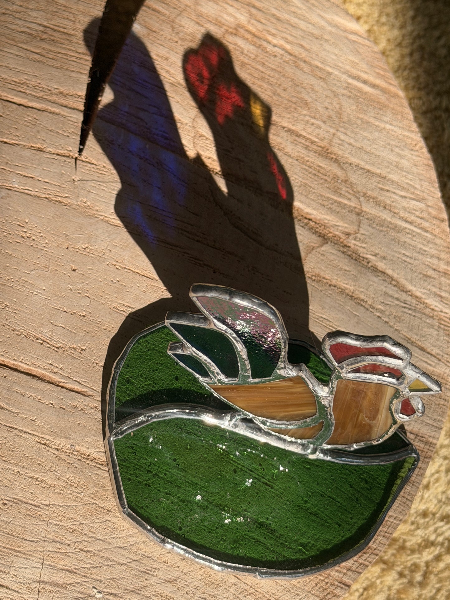 Rooster 3d stained glass