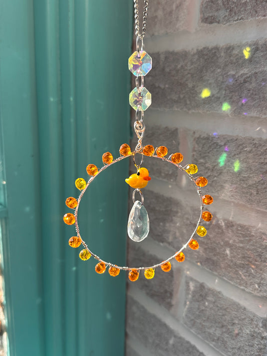 Ready to ship orange and yellow Jeep Duck Suncatcher