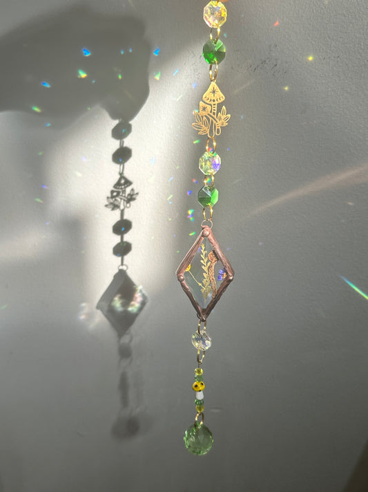 Stained glass botanical suncatcher