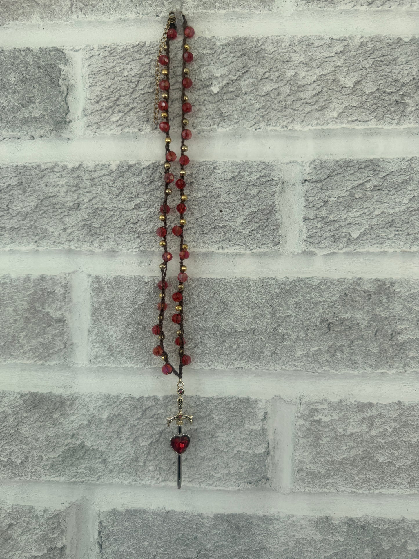 Heart of a warrior crocheted necklace