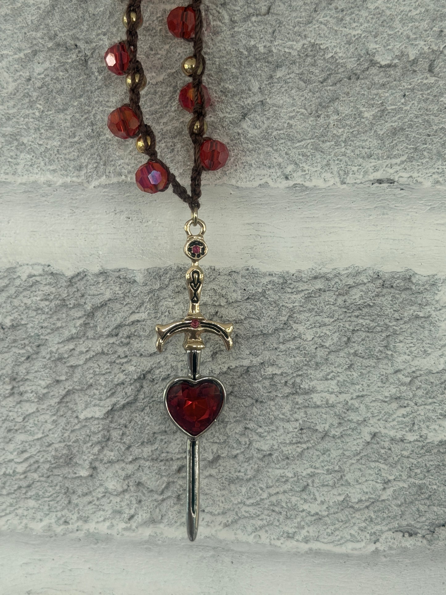 Heart of a warrior crocheted necklace