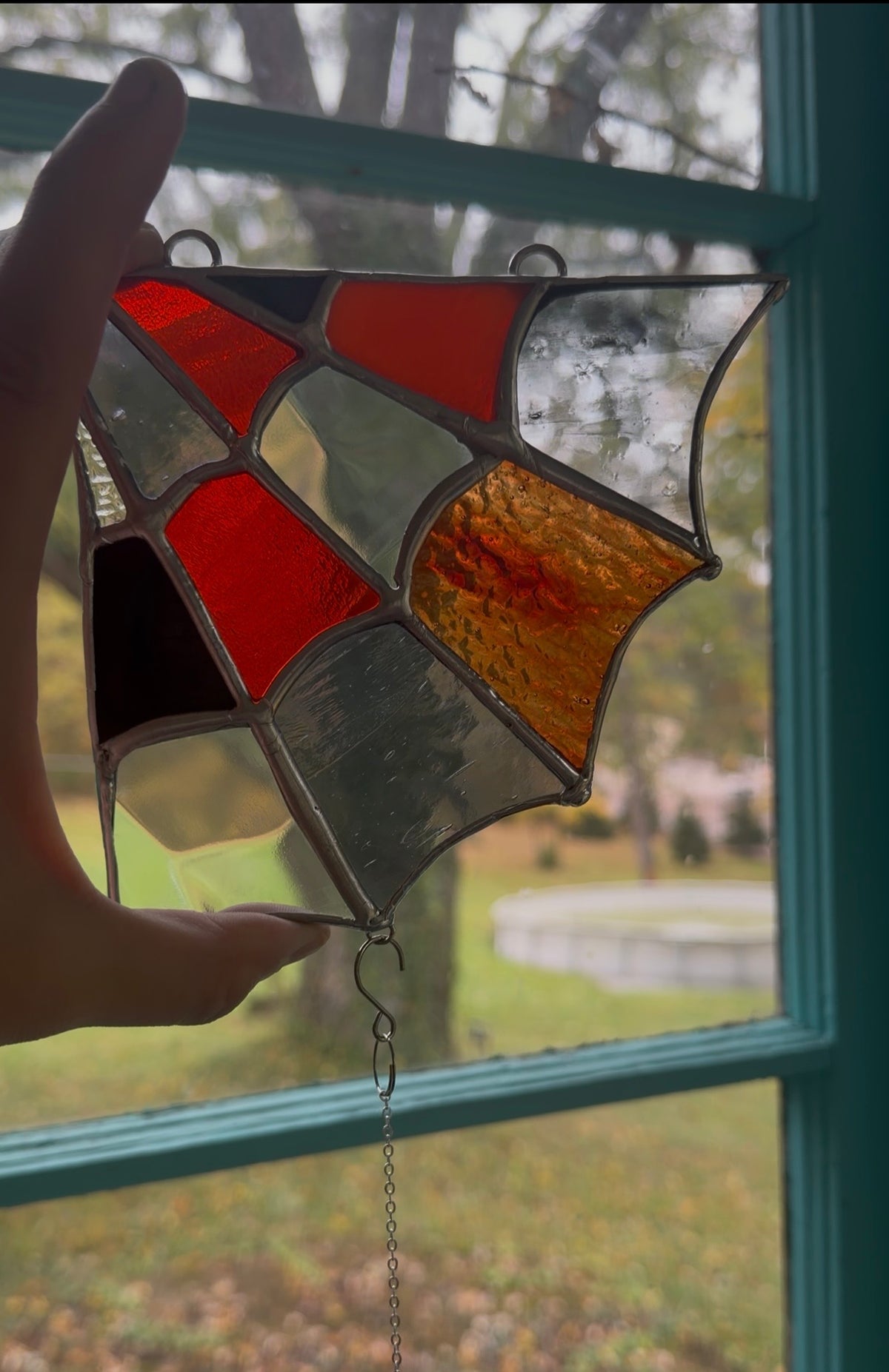 October spider web with candy corn spider