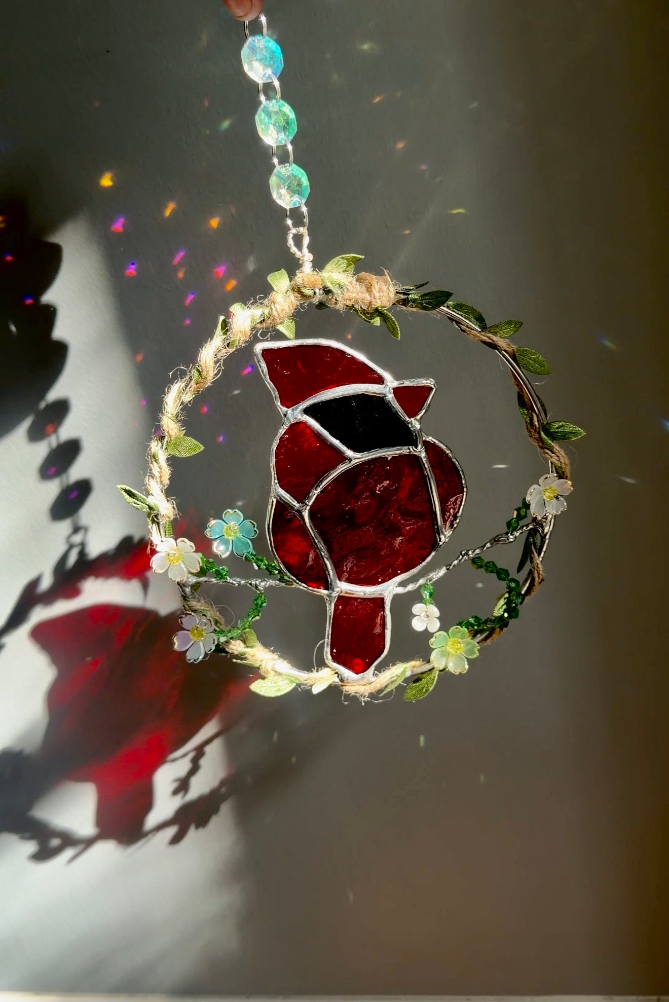 Cardinal Stained Glass Wreath