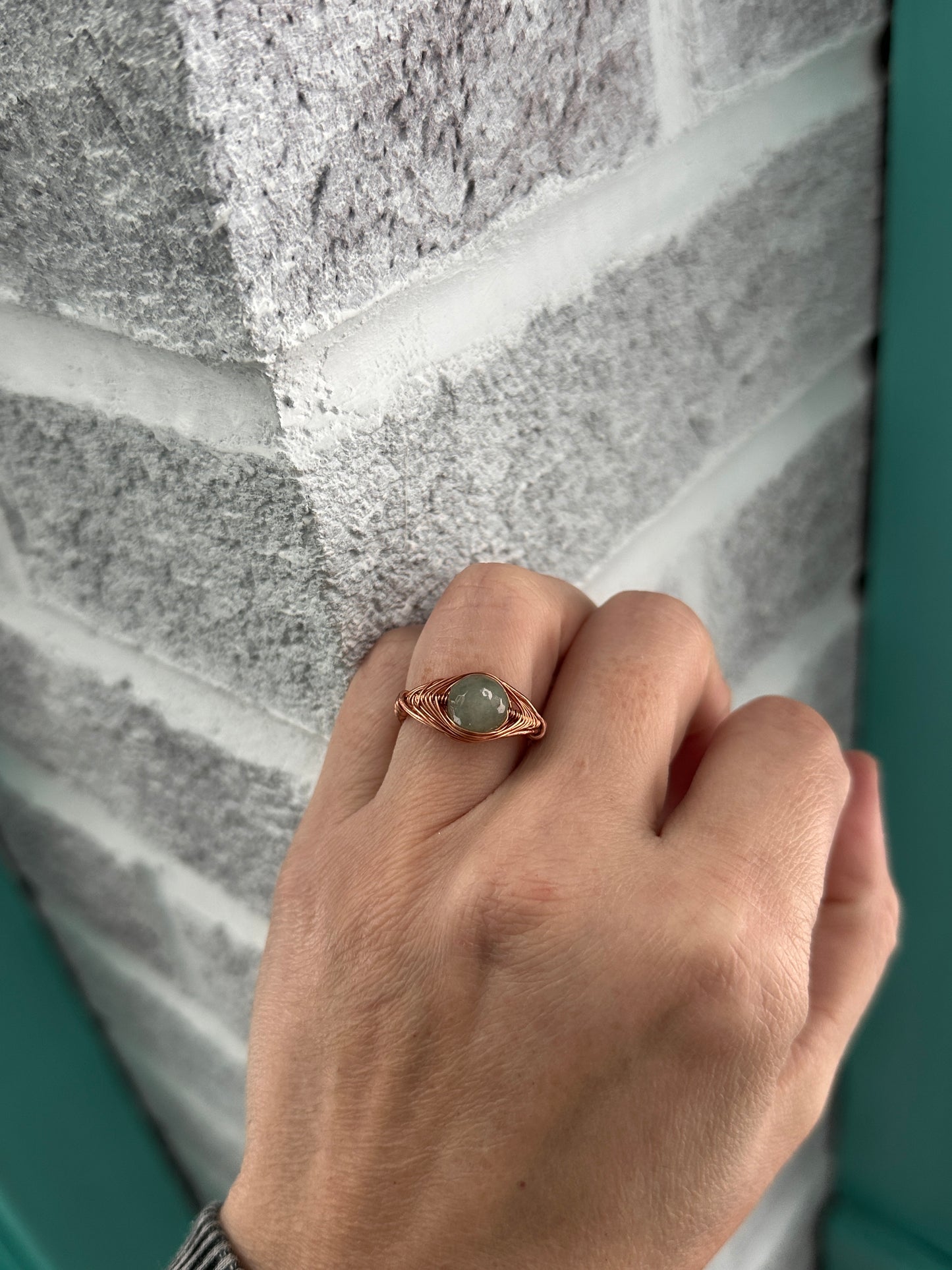Aventurine copper ring size 7.5