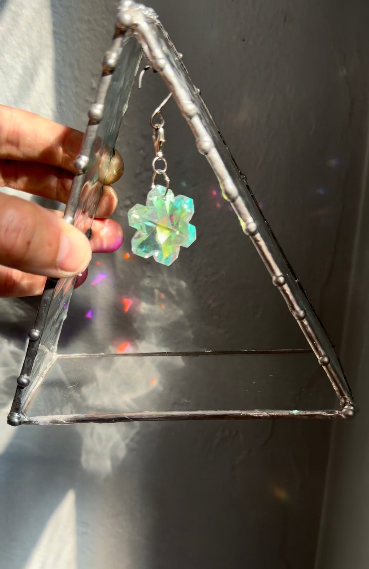 Winter Wonderland Triangle stained glass Suncatcher