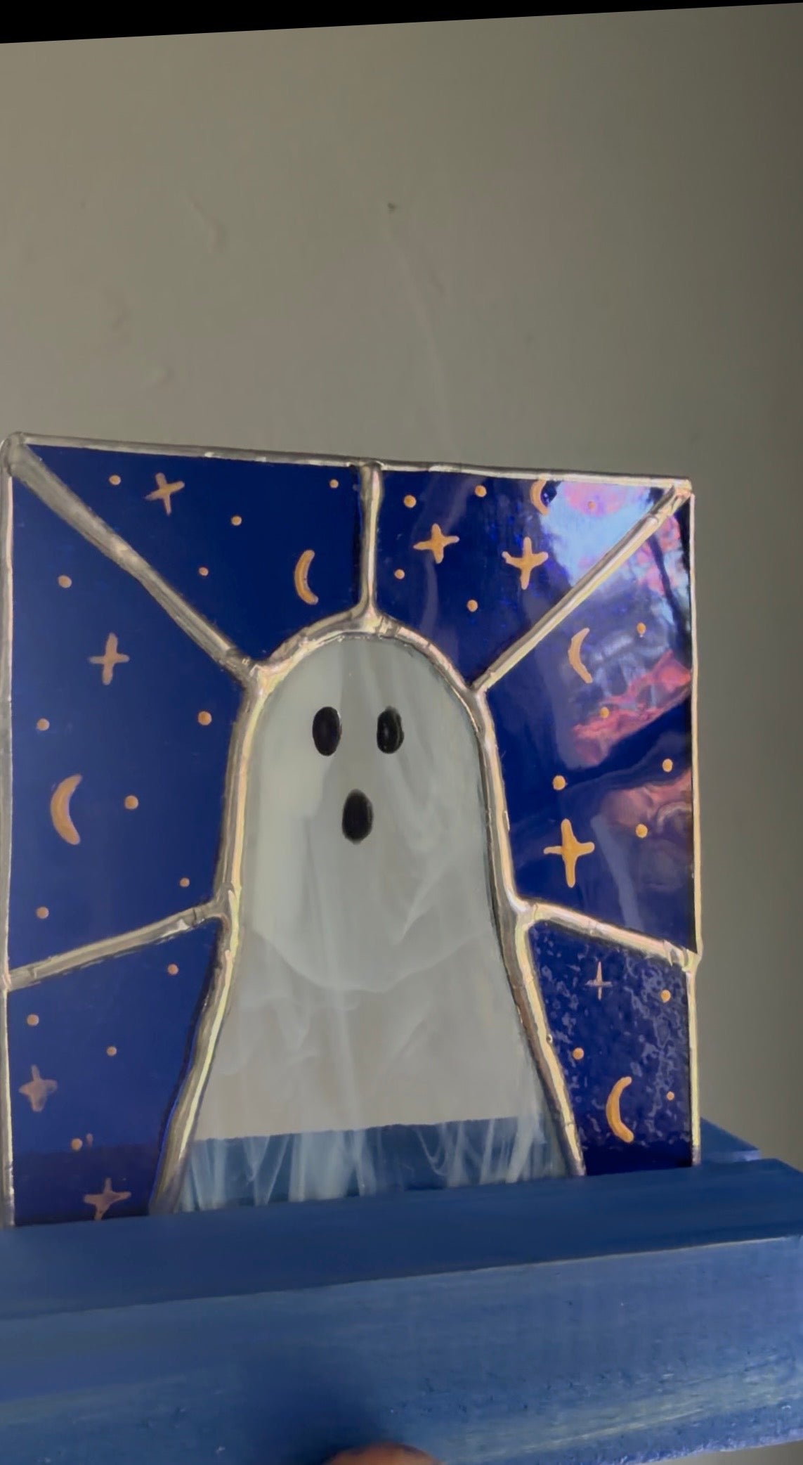 Ghost Light with hand painted moons and stars