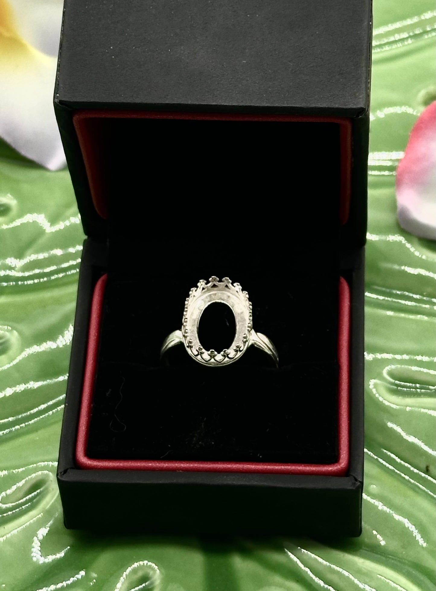 Crown Oval Adjustable Keepsake Ring