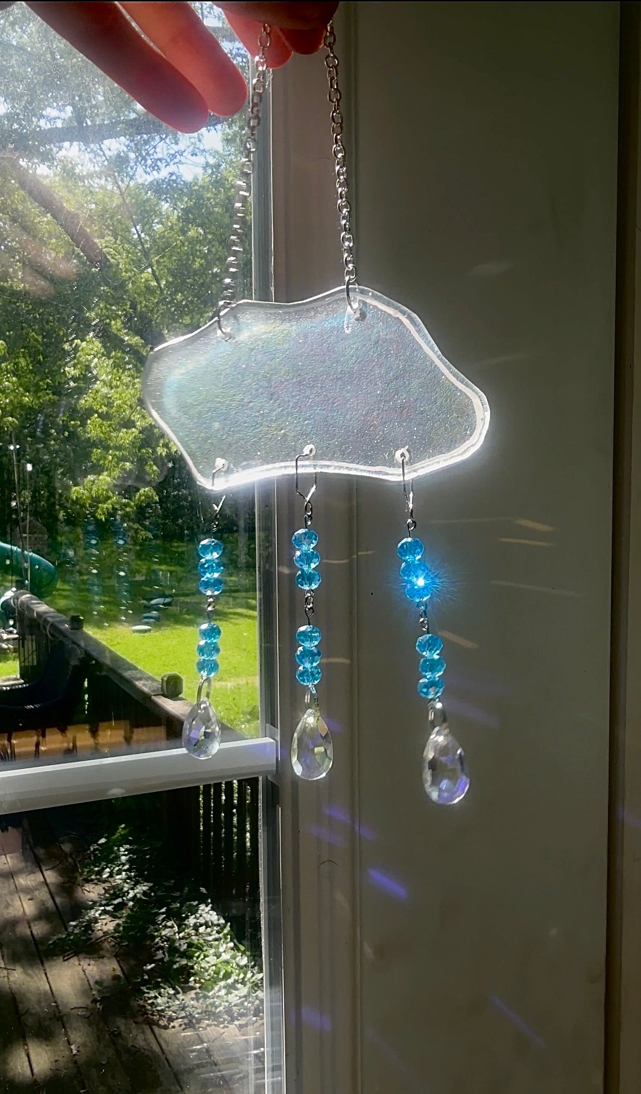 Fused Glass Iridescent Raincloud