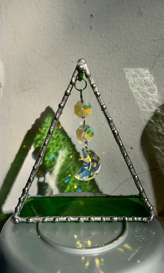 Stained glass triangle moon