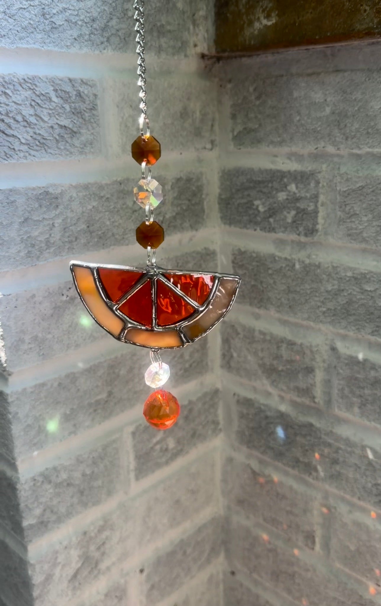 Orange Slice Stained Glass Suncatcher