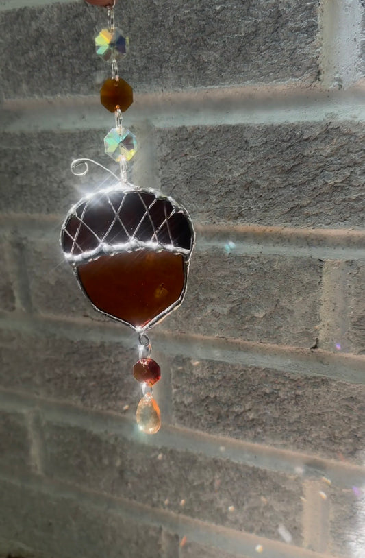 Acorn Stained Glass Suncatcher