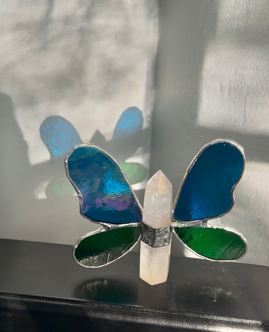Aura Quartz stained glass butterfly