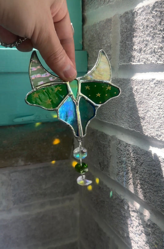 Lunar Moth Stained Glass Suncatcher