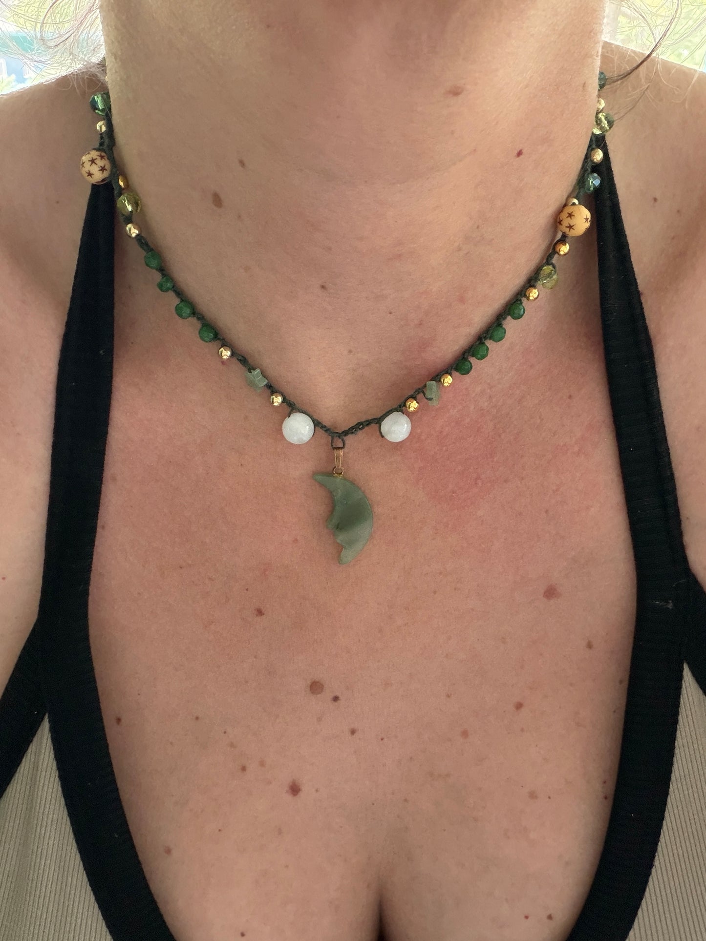 Moonlit aventurine crocheted choker