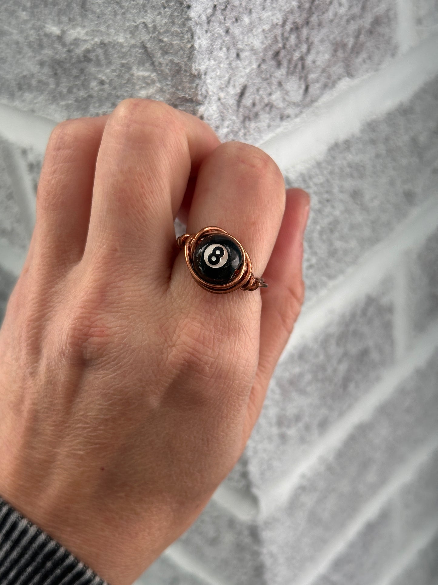 8 ball copper ring size 9