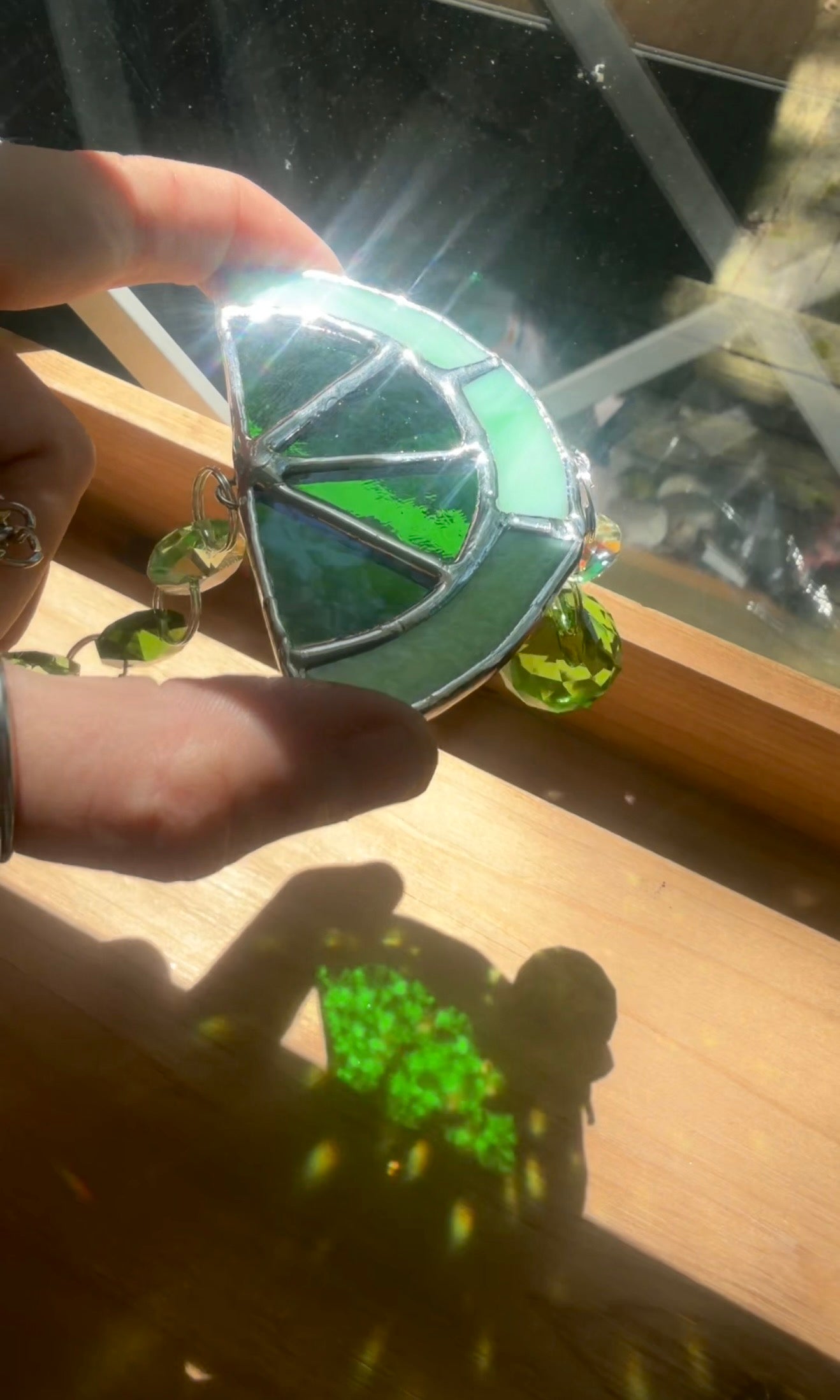 Lime Slice Stained Glass Suncatcher