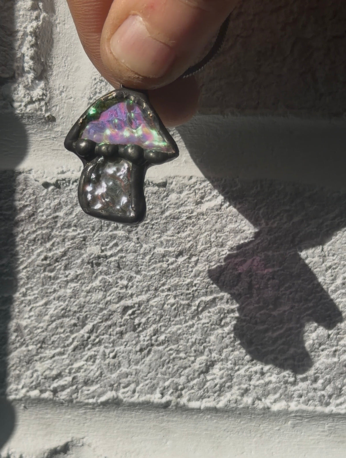 Dichroic Mushroom ripple black patina