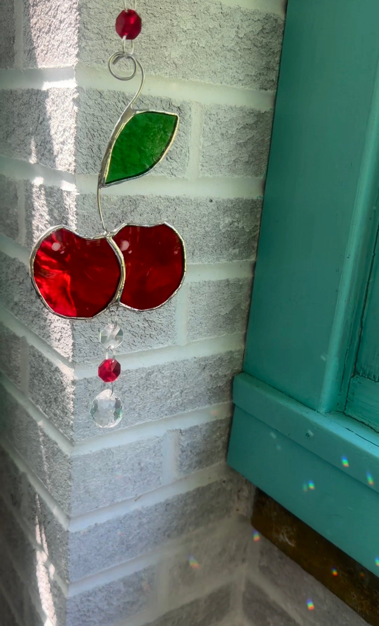 Cherry Stained Glass Suncatcher