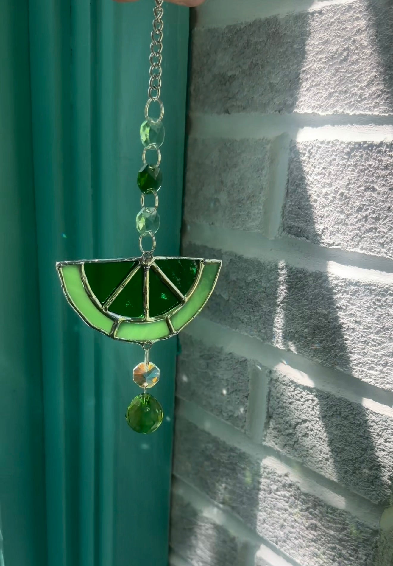 Lime Slice Stained Glass Suncatcher