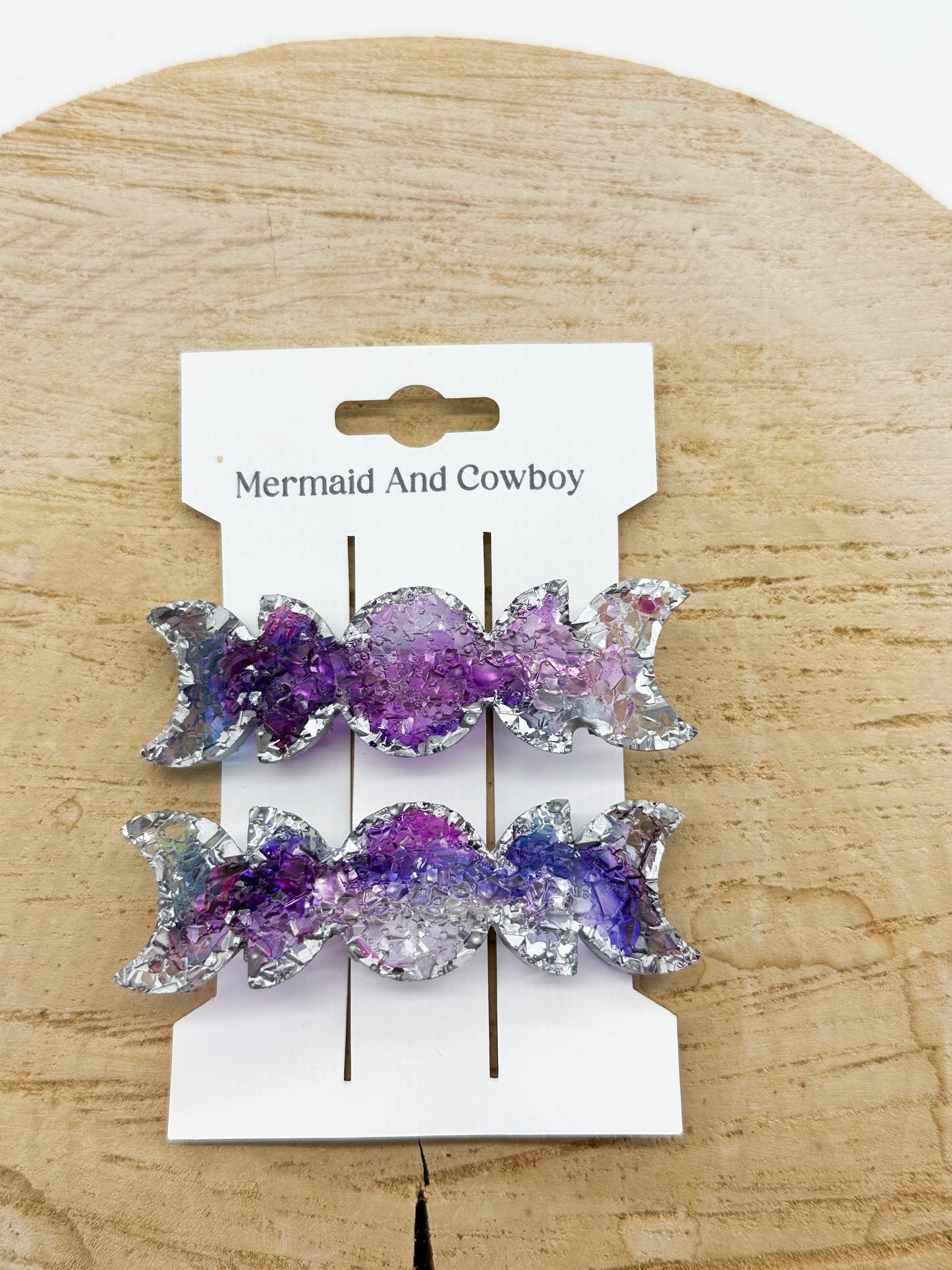 Purple/Blue Moon Phase Hair Clips