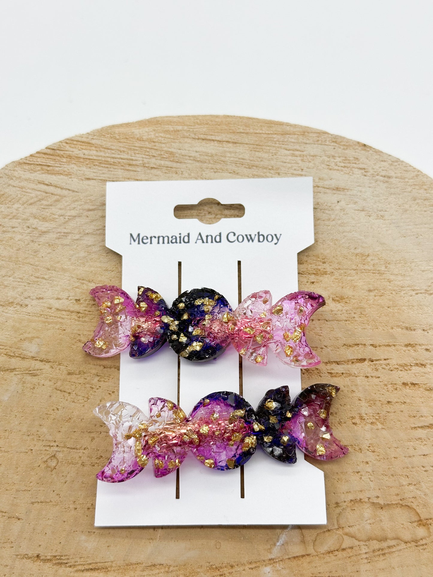 Purple/Pink Moon Phase Hair Clips