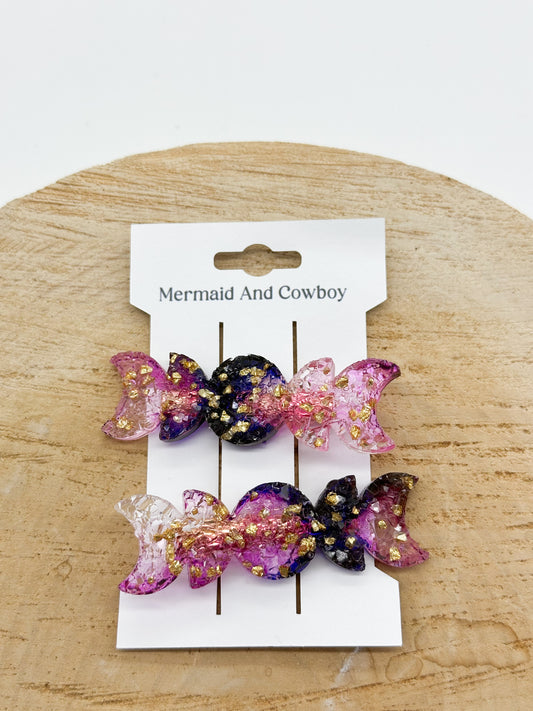 Purple/Pink Moon Phase Hair Clips