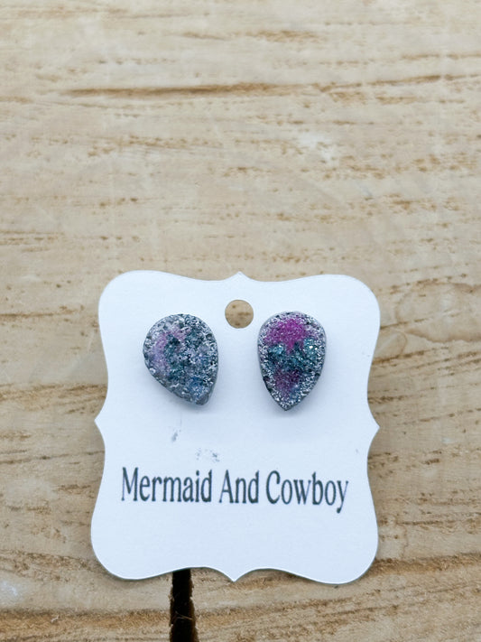 Druzy Teardrop Studs